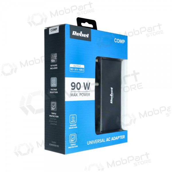 Cargador REBEL for Notebook / Laptop 90W / 18-20V (negro)