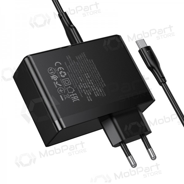 Cargador de red Hoco N85 100 W 3x USB-C + USB-A con cable USB-C de 2 m negro