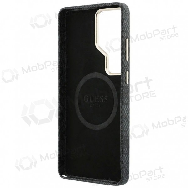 Funda para Samsung Galaxy S26 Ultra - Guess PU Leather 4G Strass Logo Gold Frame Magnetic (negra)