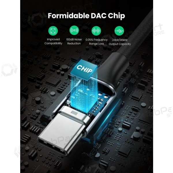 Adaptador de audio Ugreen AV161 USB-C a 3.5 mm gris