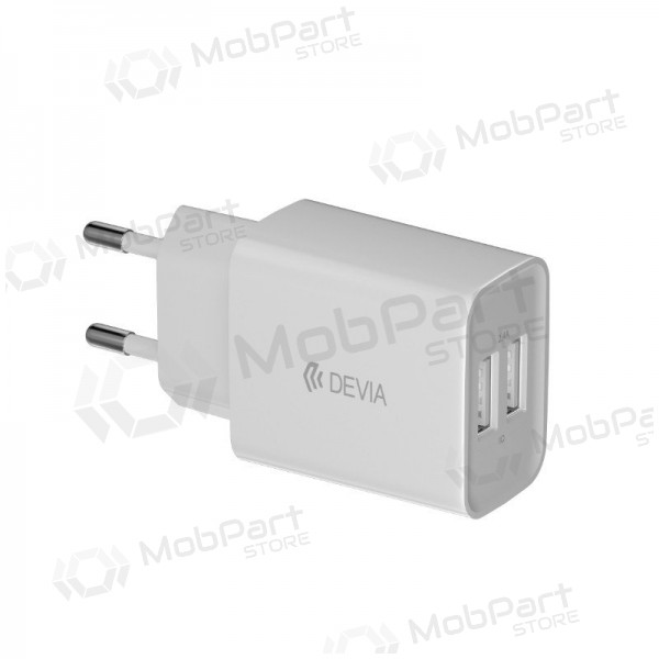 Cargador Devia Smart x 2 USB (2.4A) + MicroUSB, (blanco)