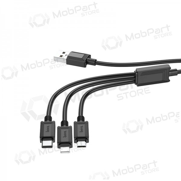 USB cable Hoco X74 3in1 microUSB-Lightning-Type-C 1.0m (negro)