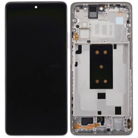 Ekranas Xiaomi 11T 5G su lietimui jautriu stikliuku y rėmeliu Moonlight White/Silver original (service pack)
