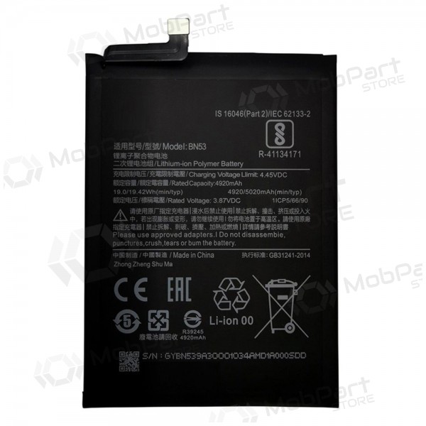 Xiaomi Redmi Note 9 Pro Max, Redmi Note 10 Pro bateria, akumuliatorius (BN53)
