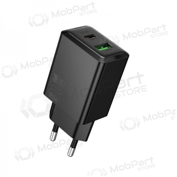 Cargador de teléfono Hoco N71 30 W GaN USB-C + USB-A negro
