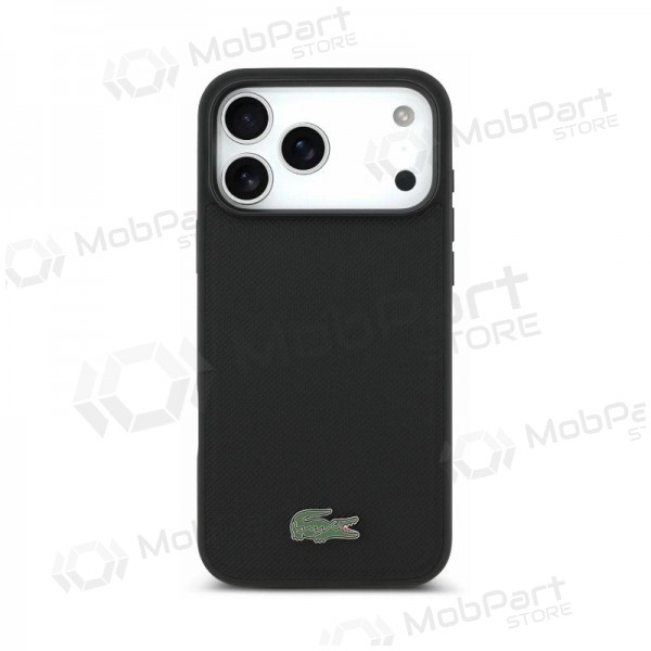 Funda para Apple iPhone 18 Pro Max - Lacoste PVC Petit Pique Semi Wrap Embossed MagSafe (negra)