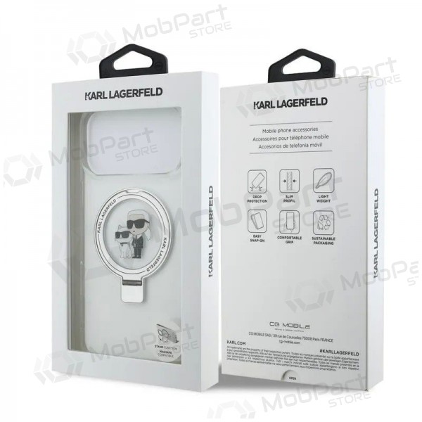 Funda para Apple iPhone 17 Pro Max - Karl Lagerfeld Ringstand Karl and Choupette MagSafe (transparente)