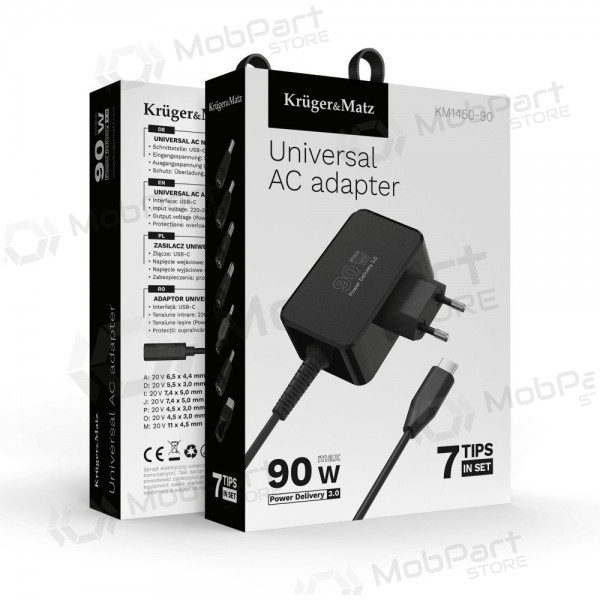 Cargador universal para portátiles Kruger&Matz 90W negro