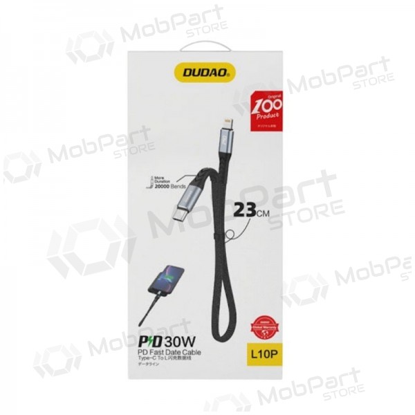 Cable Lightning Dudao L10P USB-C a Lightning 0.23 m 20 W negro