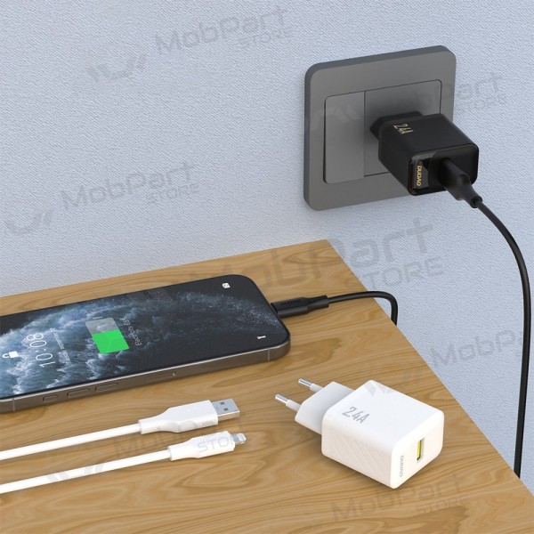 Cargador de teléfono Dudao A23L 12 W USB-A con cable USB-A a Lightning de 1 m negro