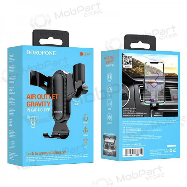 Automobilinis Universal telefono laikiklis Borofone BH74 mounted on ventilation grilles, negro
