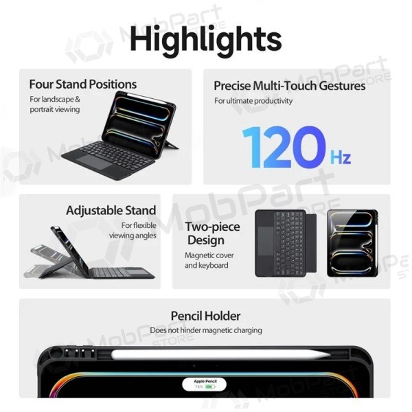 Funda para Apple iPad Pro 11 2024, 2025 con teclado - Dux Ducis DK (negra)