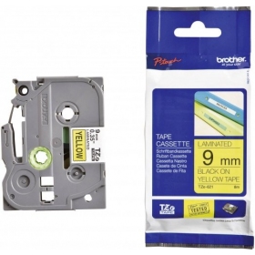 Brother TZe-621 (TZE621) cartucho de cinta de etiquetado laminada P-touch, negro sobre amarillo 9mm, 8m