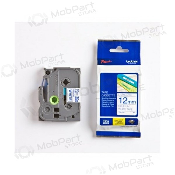 Brother TZe-233 (TZe233) cinta de etiquetado laminada 12mm 8m, azul sobre blanco