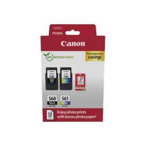 Canon CRG PG-560/CL-561 + Photo Paper Value Pack (3713C008) Kit de cartuchos de tinta, BK/CMY