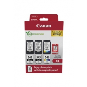 Canon PG-545XL/CL-546XL (8286B015) paquete de valor fotográfico Kit de cartuchos de tinta, BK/CMY