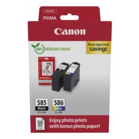 Canon PG-585/CL-586 (6205C004) paquete de valor fotográfico, juego de cartuchos de tinta, BK/CMY