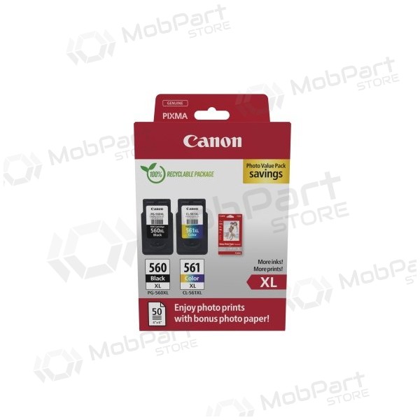 Canon CRG PG-560XL/CL-561XL (3712C008) Juego de cartuchos de tinta, BK/CMY