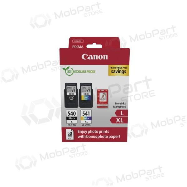 Canon PG-540L/CL-541XL (5224B012) - Paquete de valor fotográfico, juego de cartuchos de tinta, BK/CMY