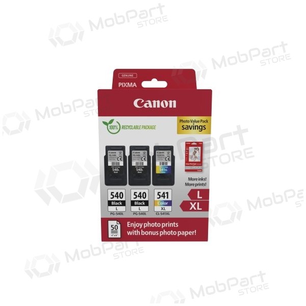 Canon PG-540L/CL-541XL (5224B015) Paquete de valor fotográfico Juego de cartuchos de tinta, BK/CMY