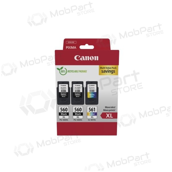 Canon PG-560XL/CL-561XL (3712C009) Juego de cartuchos de tinta, BK/CMY