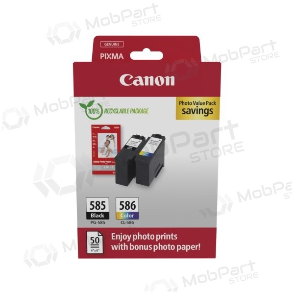 Canon PG-585/CL-586 (6205C004) paquete de valor fotográfico, juego de cartuchos de tinta, BK/CMY