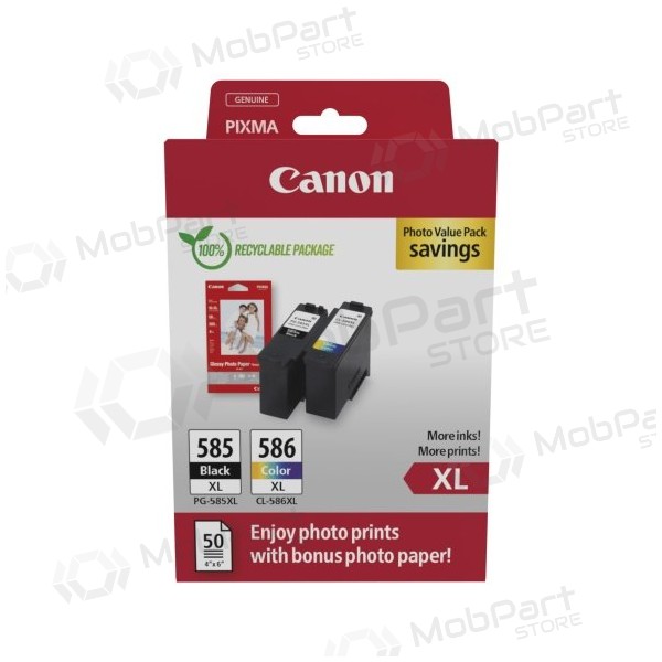Canon PG-585XL/CL-586XL (6204C005) Paquete de valor fotográfico Juego de cartuchos de tinta, BK/CMY