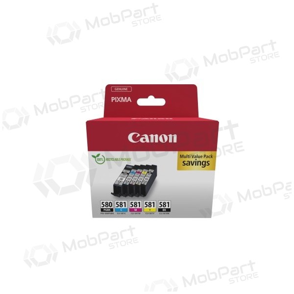 Canon PGI-580/CLI-581 (2078C007) Juego de cartuchos de tinta, PGBK/BK/C/M/Y