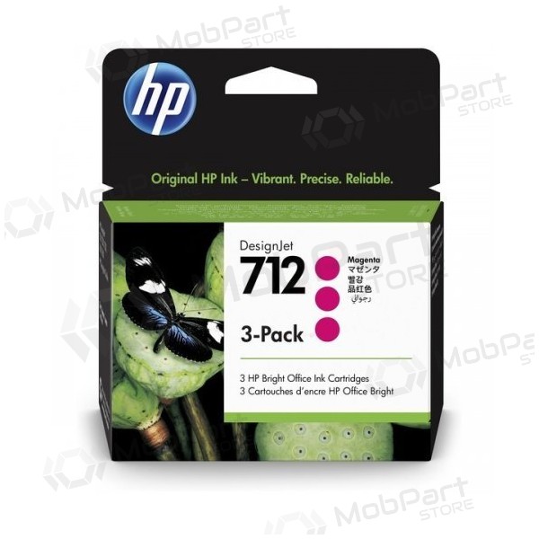 Cartucho de tinta HP 712 3-pack (3ED78A), magenta