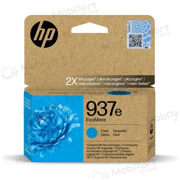Cartucho de tinta HP 937e EvoMore (4S6W6NE), cian