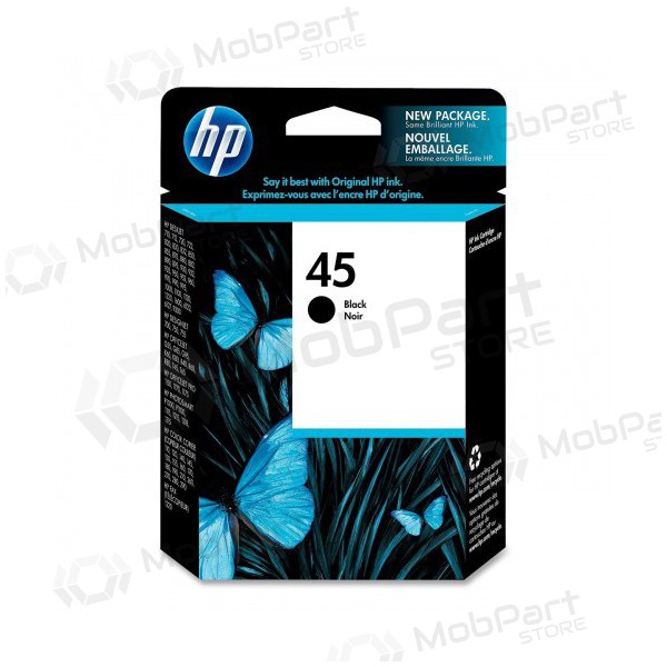 HP No.45 (51645AE), negro cartucho para impresoras de inyección de tinta, 930 paginas.