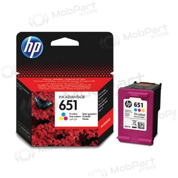Cartucho de tinta tricolor HP No.651 (C2P11AE) para impresoras de inyección de tinta, 300 páginas.