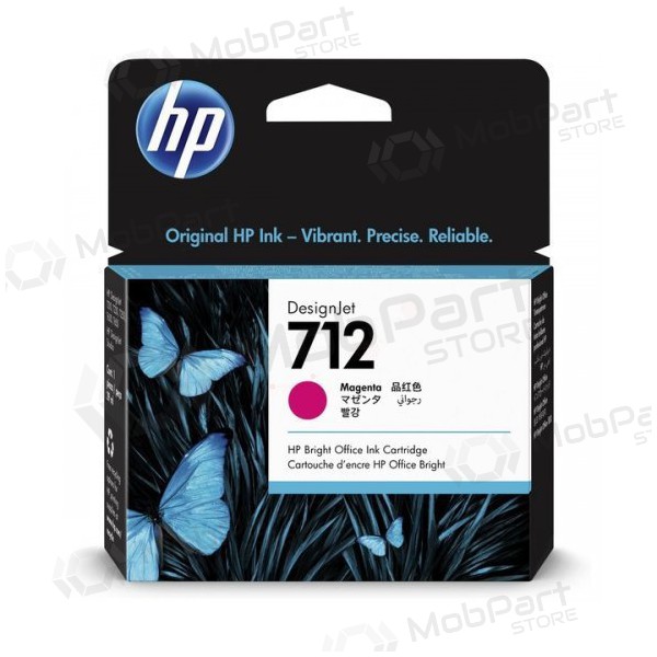 HP No.712 (3ED68A), cartucho de tinta púrpura para impresoras de inyección de tinta, 29ml.