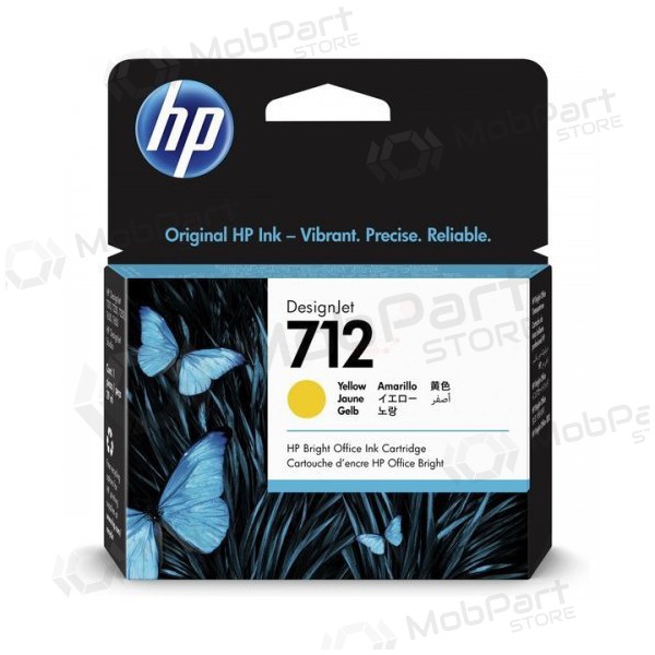 HP No.712 (3ED69A), amarillo cartucho Rašaliniams spausdintuvams, 29ml.