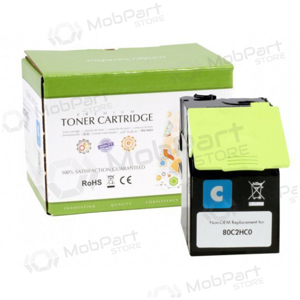 Tóner compatible Static Control Lexmark 802HC (80C2HC0) cian, para impresoras láser, 3000 páginas.