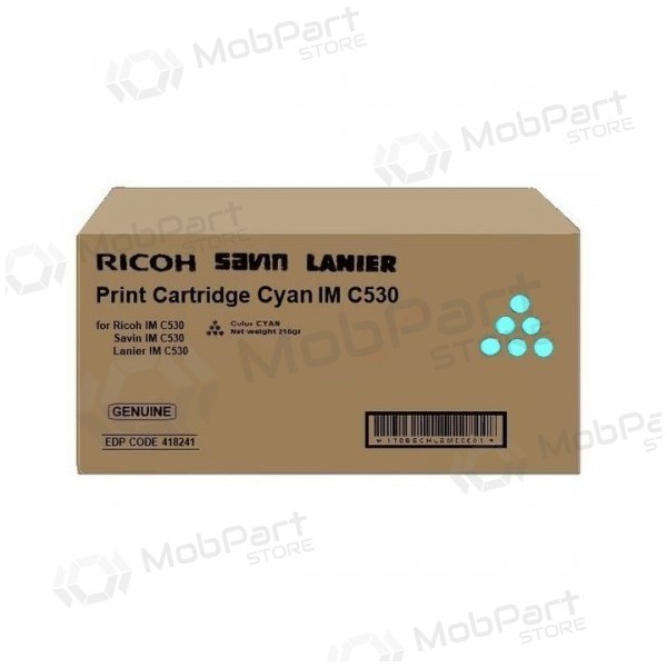Ricoh IMC530 (418241), cartucho azul para impresoras láser, 18000 páginas.