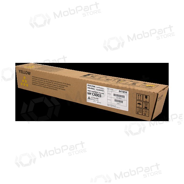 Ricoh MP C6003 (841854), amarillo cartucho para impresoras láser, 22500 paginas.